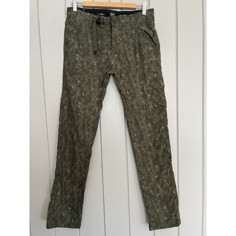 Prana Men’s Green Evergreen Camo Slim Fit Stretch Zion Pants 31 x 32 Pockets